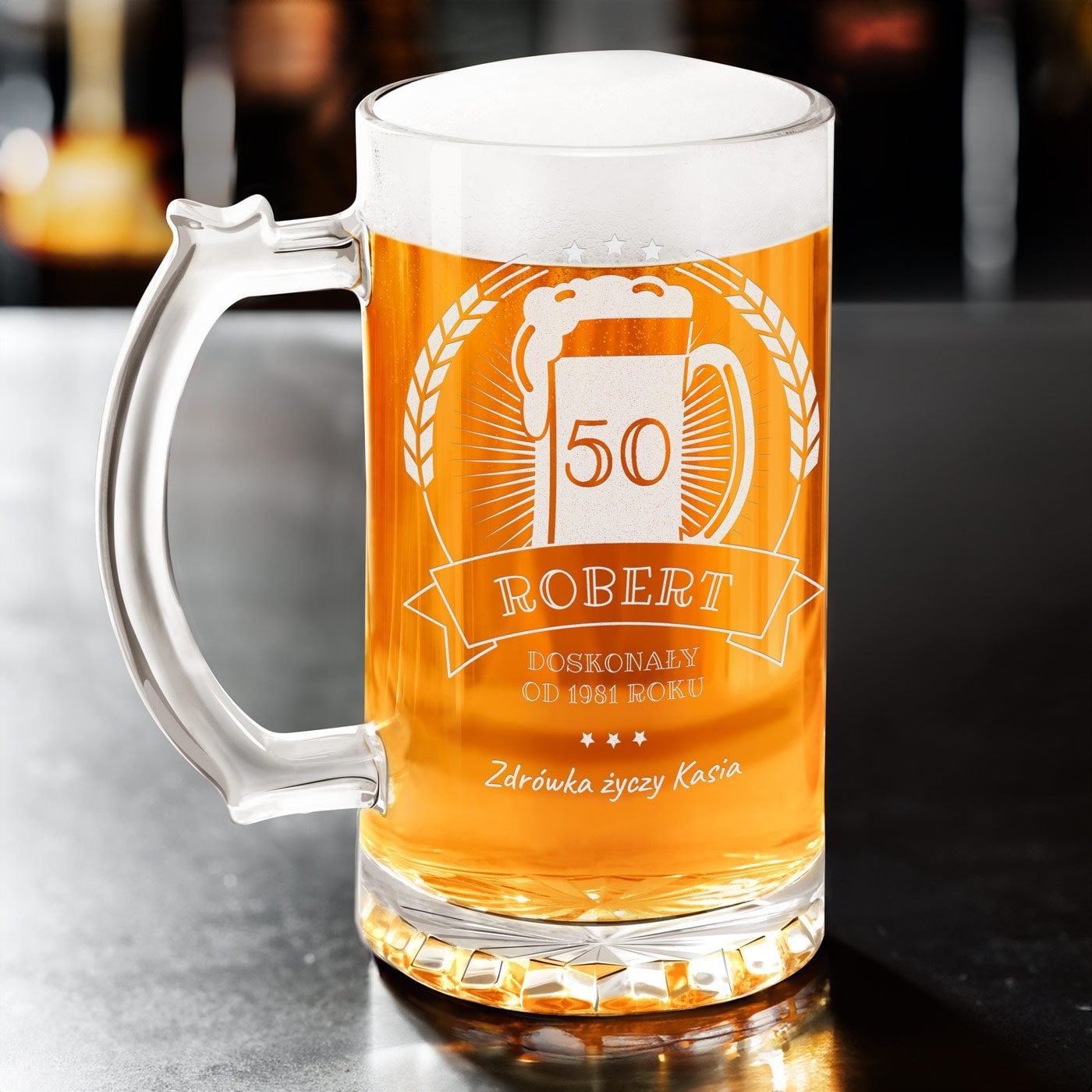 Bierkrug mit Gravur für ihn zum 50. Geburtstag