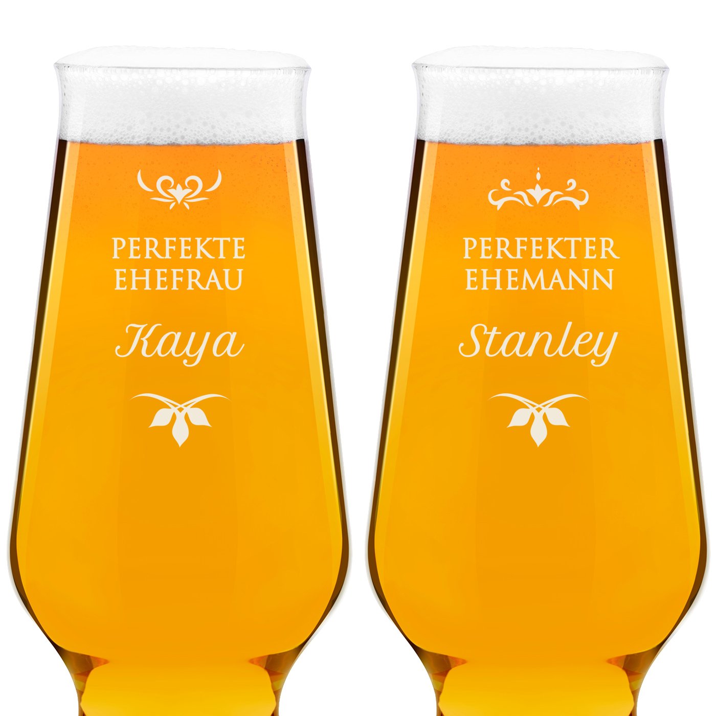 Splendour 2er Biergläser Set mit Gravur für ein Paar zur Hochzeit, zum Jahrestag