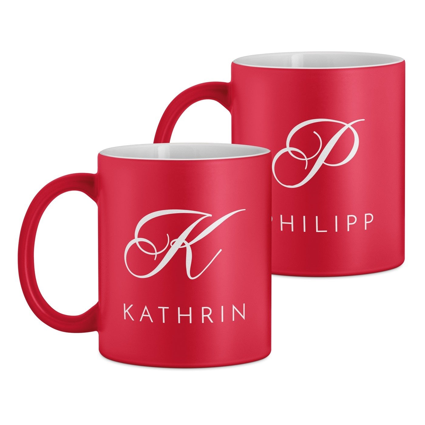 2 Keramikbecher mit Gravur Rot/Matt für ein Paar Ihre Ehefrau Ihren Ehemann zum Hochzeitstag Valentinstag zu Weihnachten