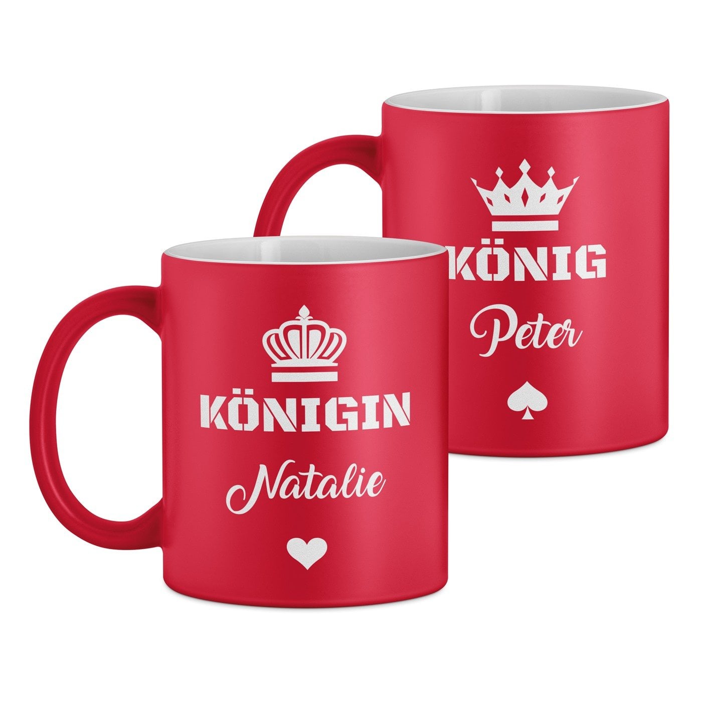 2 Keramikbecher mit Gravur Rot/Matt für ein Paar Ihre Ehefrau Ihren Ehemann zur Trauung zum Hochzeitstag zum Einzug