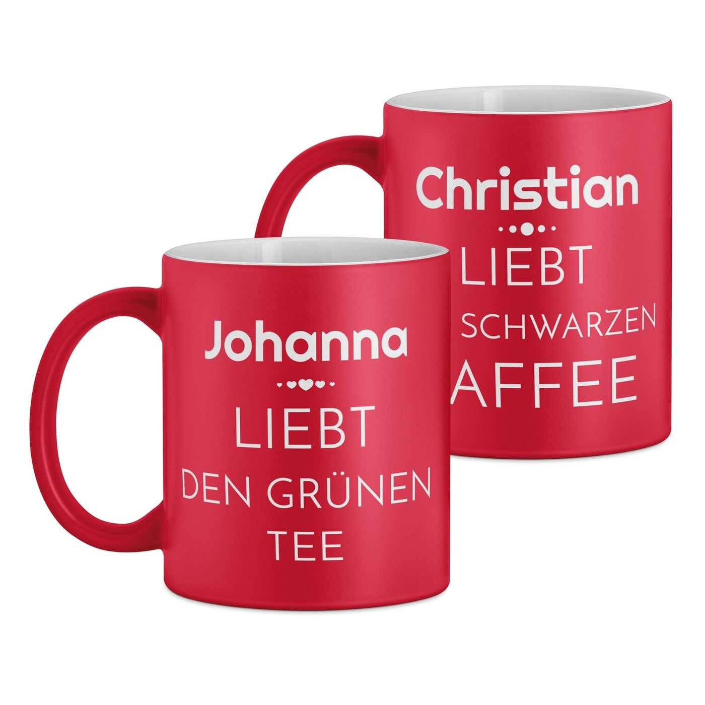2 Keramikbecher mit Gravur Rot/Matt für ein Paar Ihre Ehefrau Ihren Ehemann zur Eheschließung zum Hochzeitstag Einzug