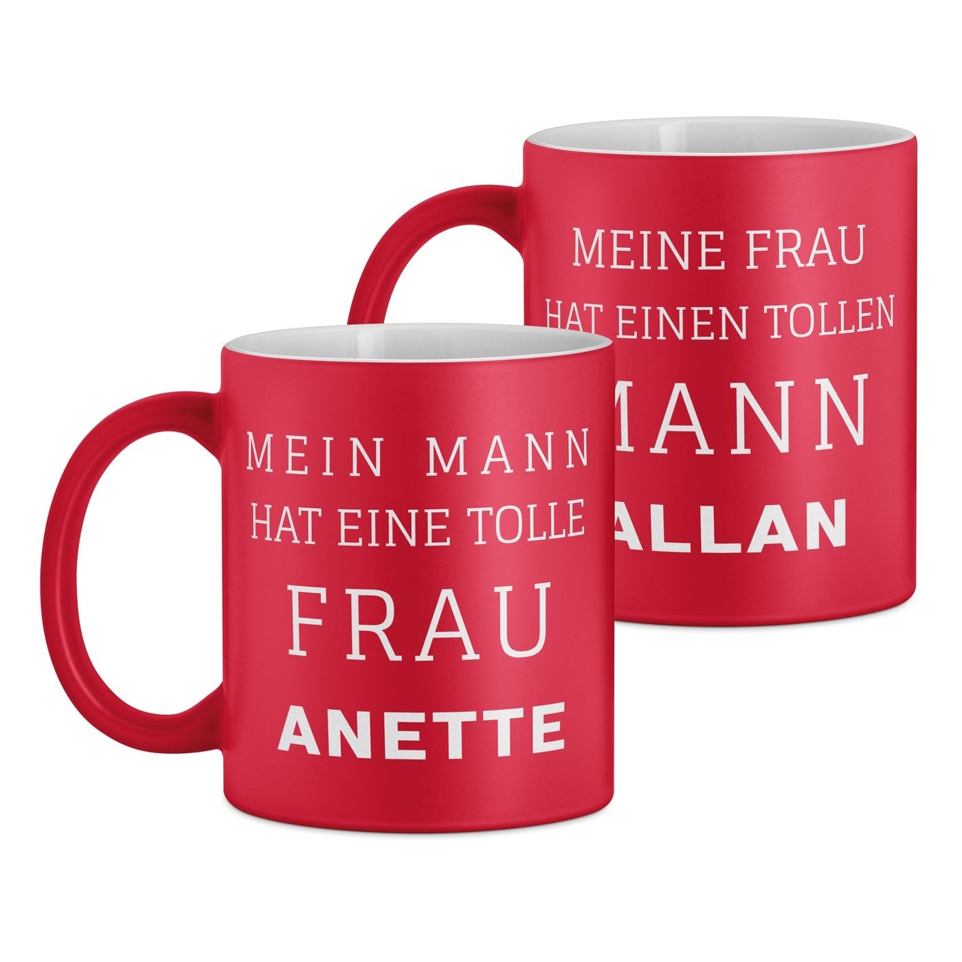 2 Keramikbecher mit Gravur Rot/Matt für ein Paar Ihre Ehefrau Ihren Ehemann zur Eheschließung zum Jahrestag Valentinstag