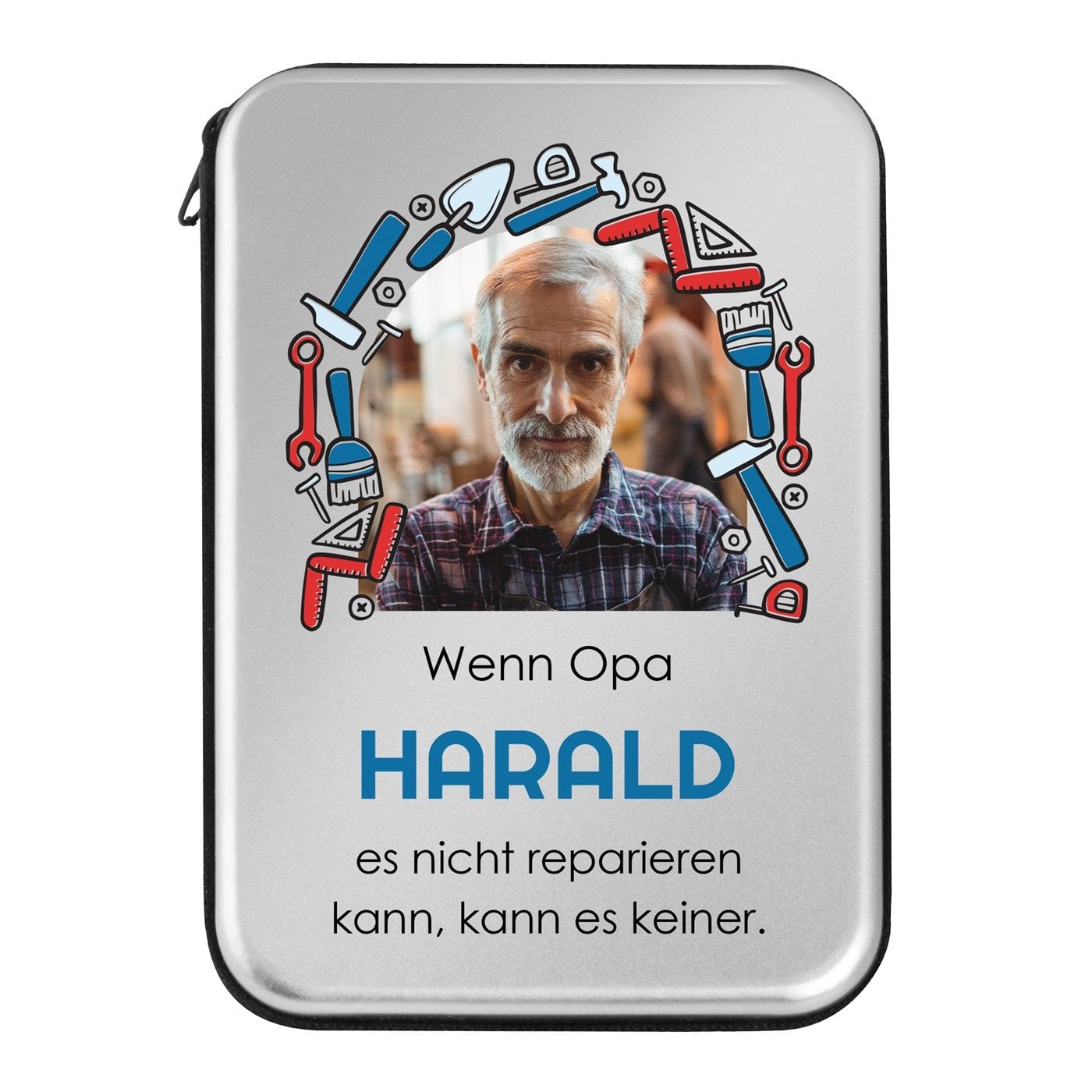 Werkzeug-Set mit Aufdruck von eigenem Foto für Ihren Großvater zum Opatag Ehrentag