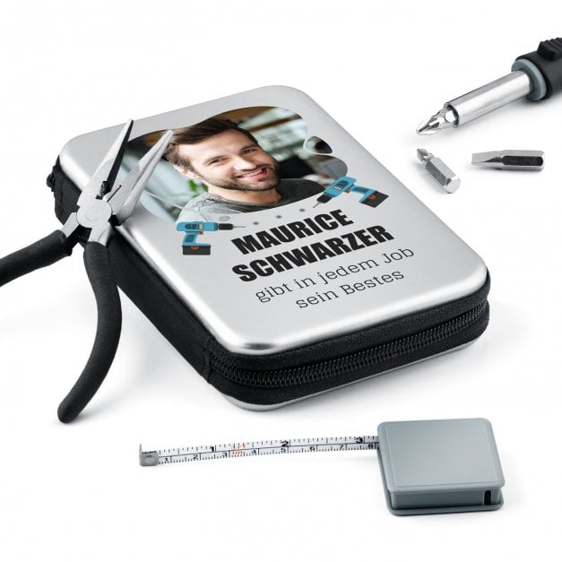 Werkzeug-Set mit Aufdruck von eigenem Foto für einen Bastler