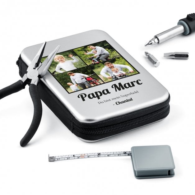 Werkzeug-Set mit Aufdruck von eigenem Foto für Ihren Papa Stiefvati zum Vatertag Ehrentag