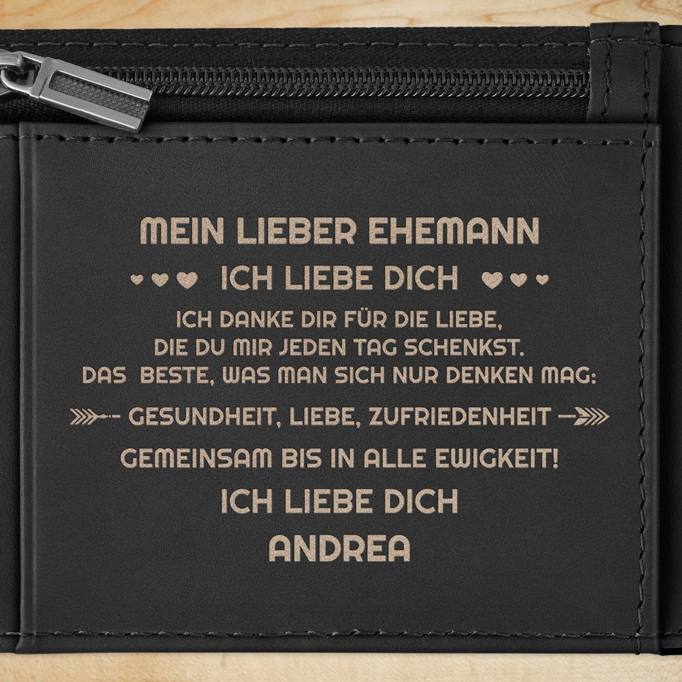Herren Geldbeutel aus Leder mit Gravur Carbon für Ihren Ehemann zum Hochzeitstag Geburtstag zu Weihnachten