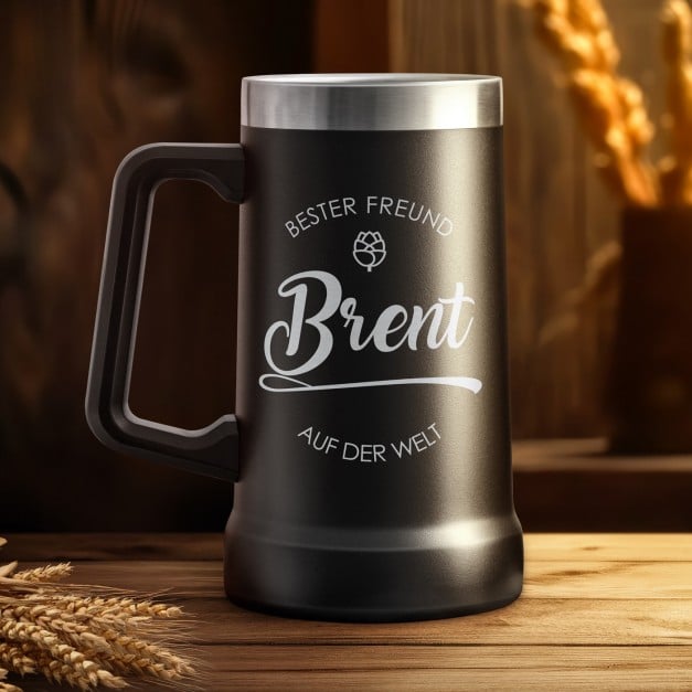 Isolierter Bierkrug aus Edelstahl Schwarz für Ihren Freund zum Ehrentag
