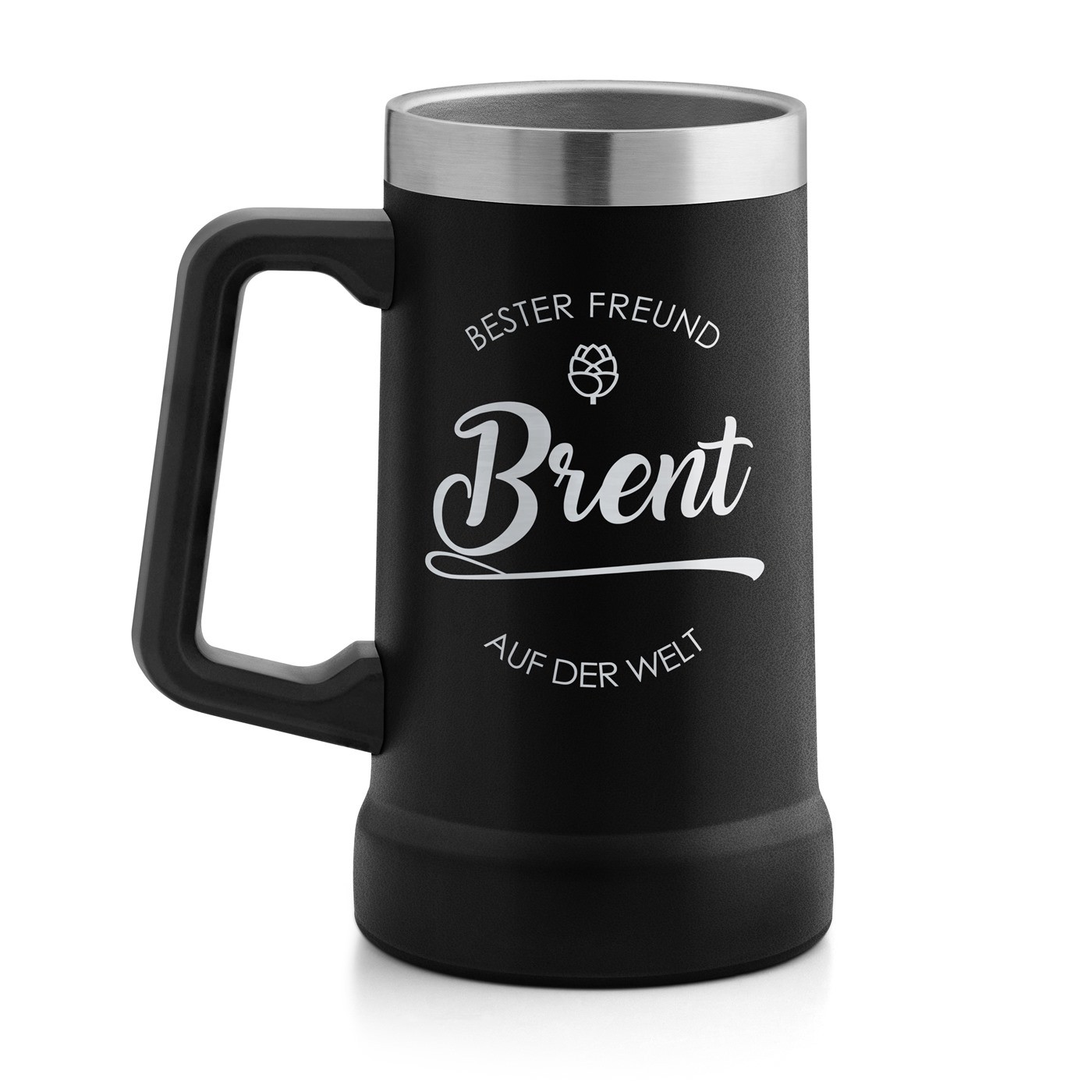 Isolierter Bierkrug aus Edelstahl Schwarz für Ihren Freund zum Ehrentag