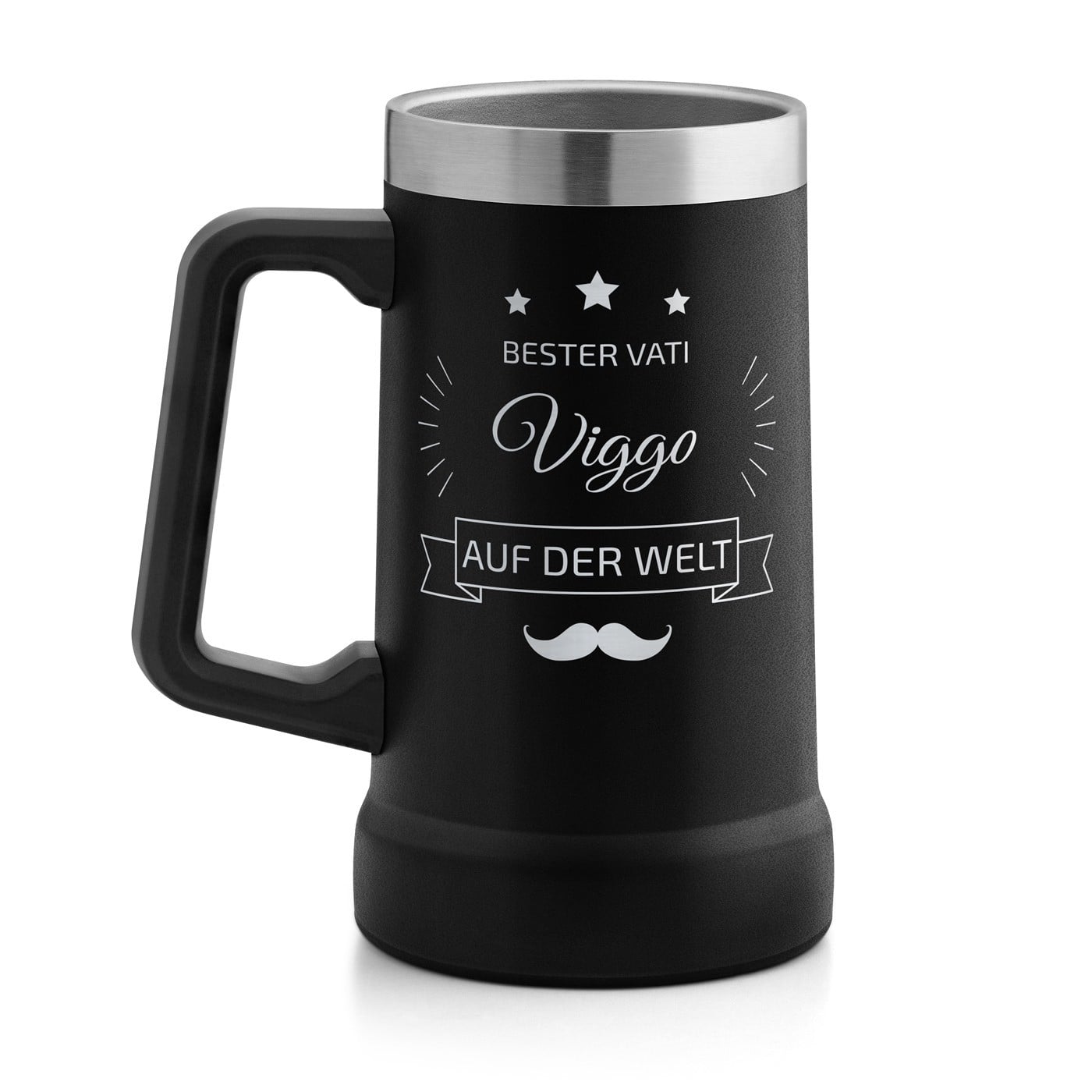 Isolierter Bierkrug aus Edelstahl Schwarz für 