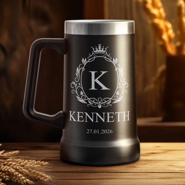 Isolierter Bierkrug aus Edelstahl Schwarz für ihn zum Geburtstag Gentleman