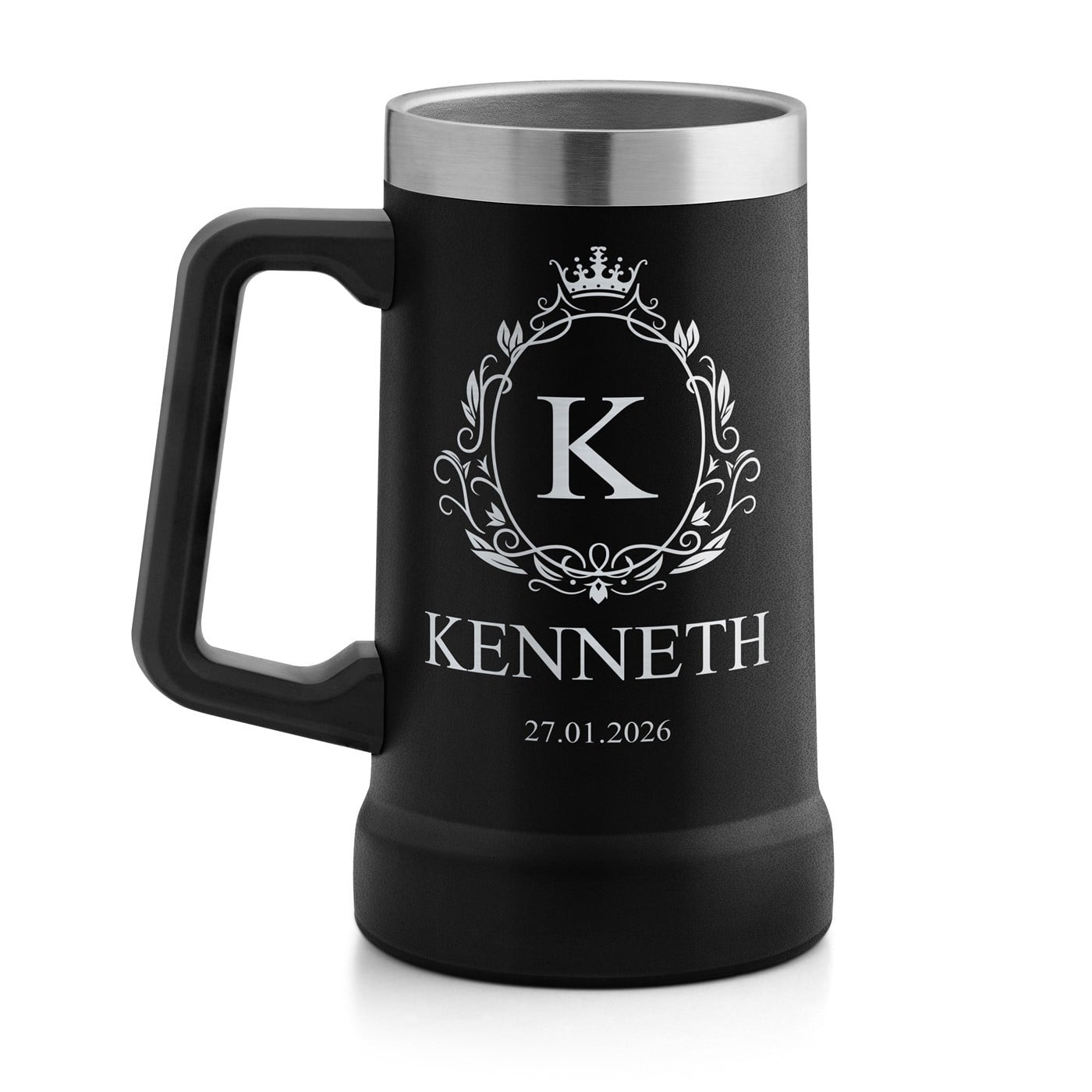 Isolierter Bierkrug aus Edelstahl Schwarz für ihn zum Geburtstag Gentleman