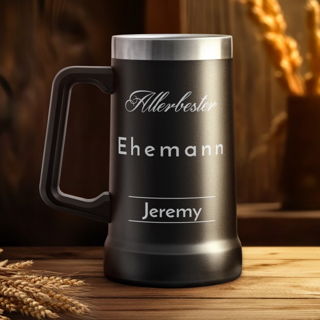 Isolierter Bierkrug aus Edelstahl Schwarz für hren Ehemann zum Ehrentag Hochzeitstag