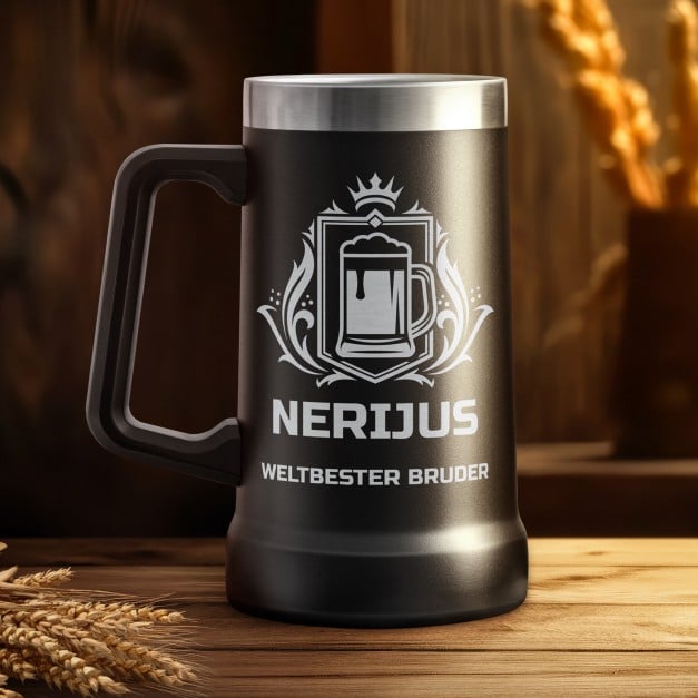 Isolierter Bierkrug aus Edelstahl Schwarz für Ihren Bruder