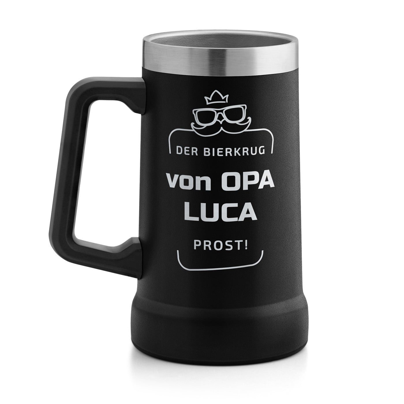 Isolierter Bierkrug aus Edelstahl Schwarz für Ihren Großvater zum Ehrentag Opatag 