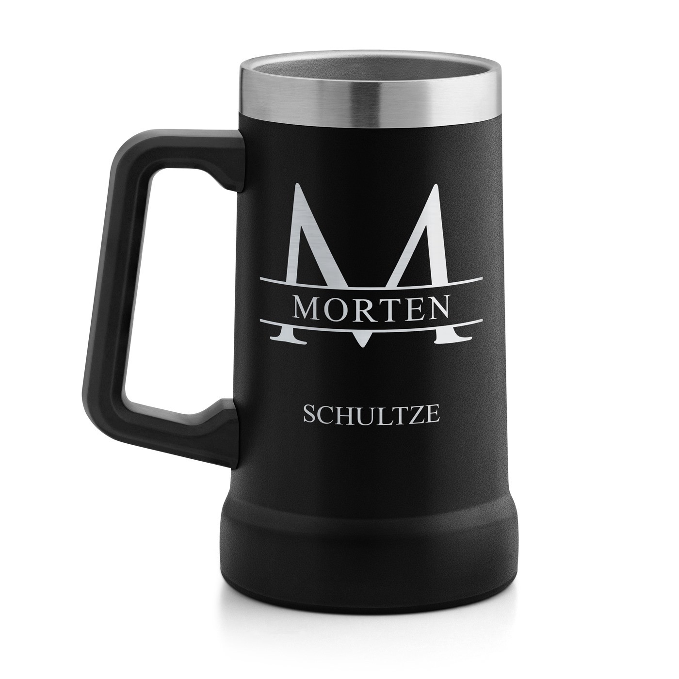 Isolierter Bierkrug aus Edelstahl Schwarz für einen Gentleman zum Geburtstag