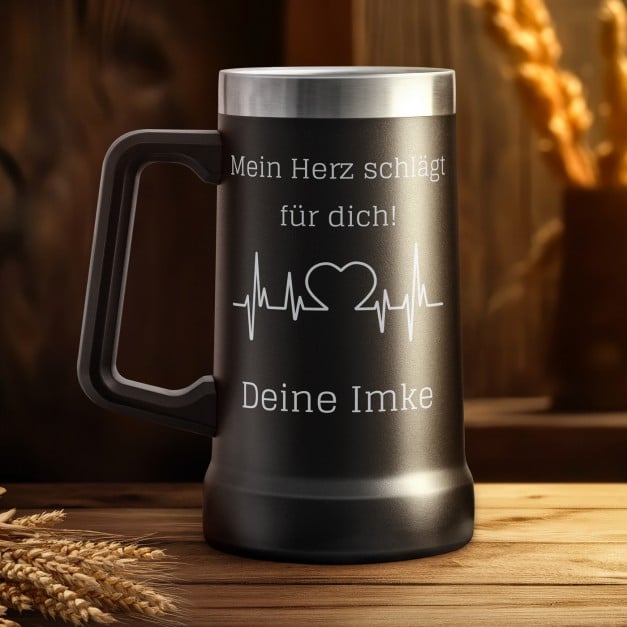 Isolierter Bierkrug aus Edelstahl Schwarz für Ihren Freund Ehemann zum Valentinstag Jahrestag
