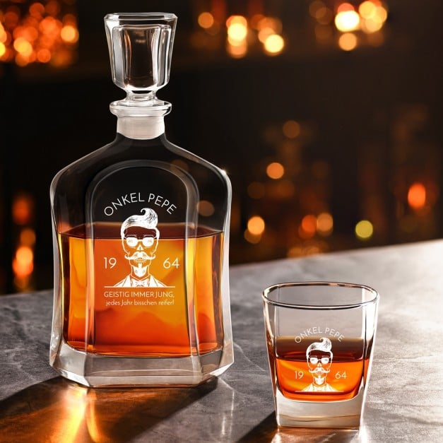 Whisky Karaffe mit 2 Gläsern und Gravur für Ihren Onkel zum Geburtstag