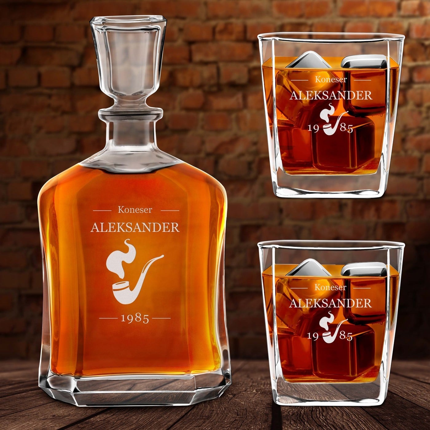 Whisky Karaffe mit 2 Gläsern und Gravur für einen Whiskygenießer oder Opa zum Geburtstag