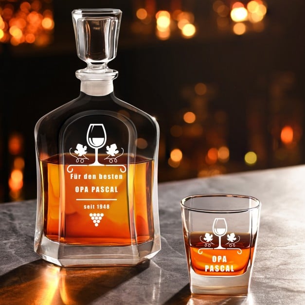 Whisky Karaffe Set mit 6 Gläsern und Gravur für Ihren Opa zum Geburtstag