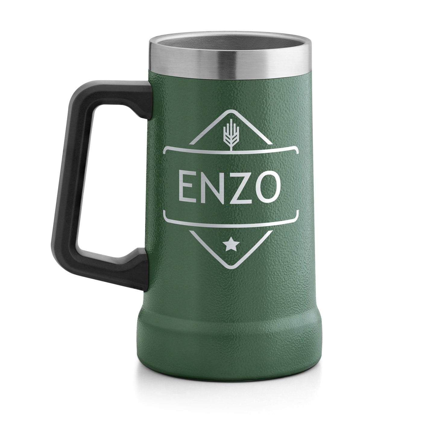 Isolierter Bierkrug aus Edelstahl Grün für ihn zum Ehrentag Stern