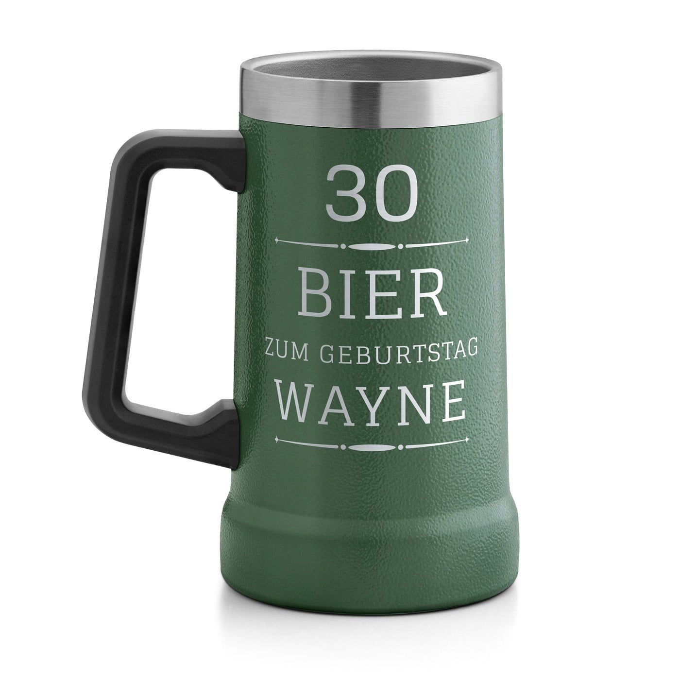 Isolierter Bierkrug aus Edelstahl Grün für ihn zum 30. Geburtstag