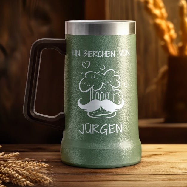 Isolierter Bierkrug aus Edelstahl Grün für Ihren Papa zum Vatertag