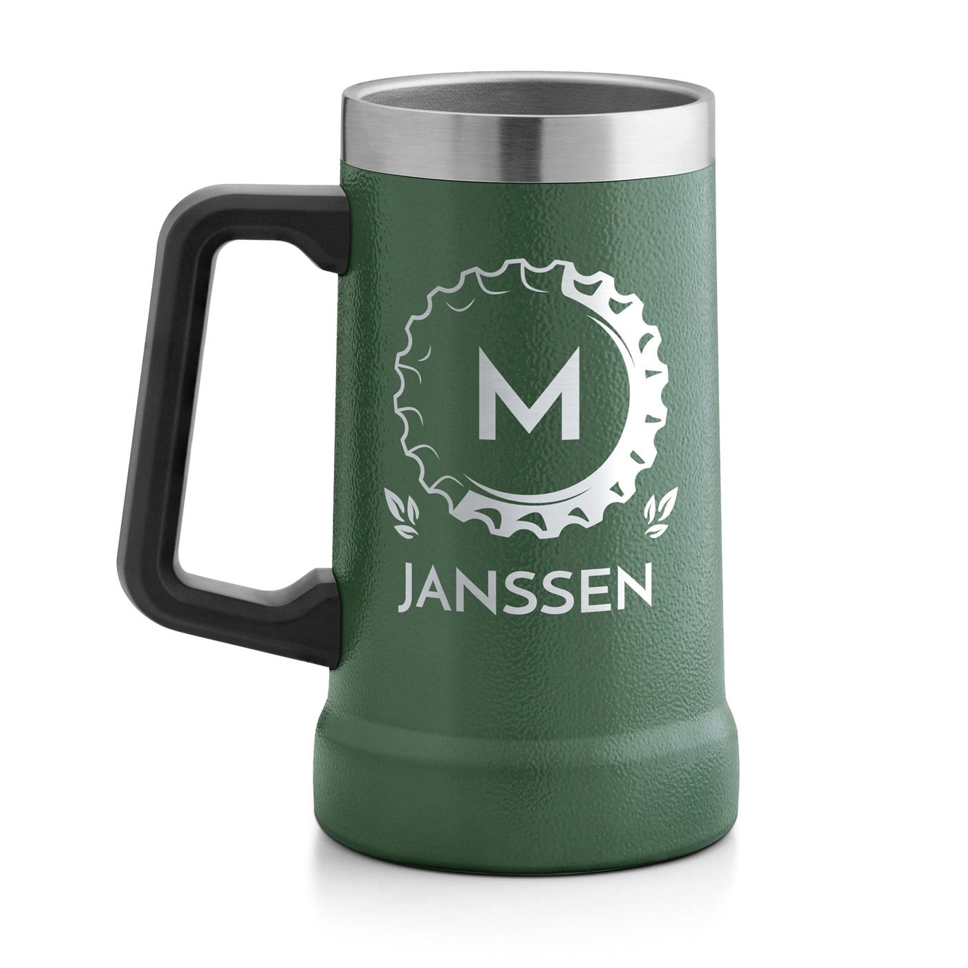Isolierter Bierkrug aus Edelstahl Grün für einen Bierkenner