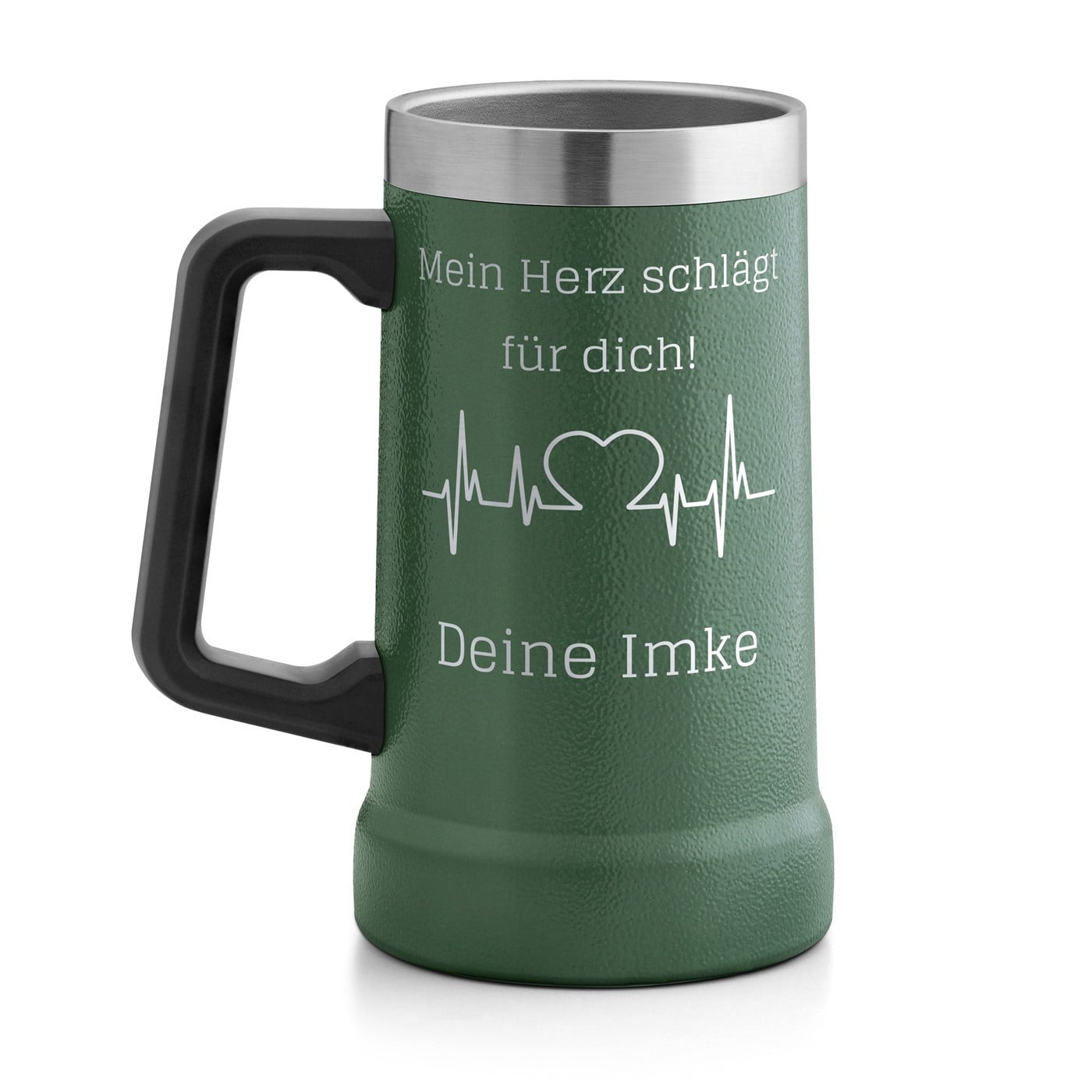 Isolierter Bierkrug aus Edelstahl Grün für Ihren Freund Ehemann Verlobten zum Valentinstag Jahrestag