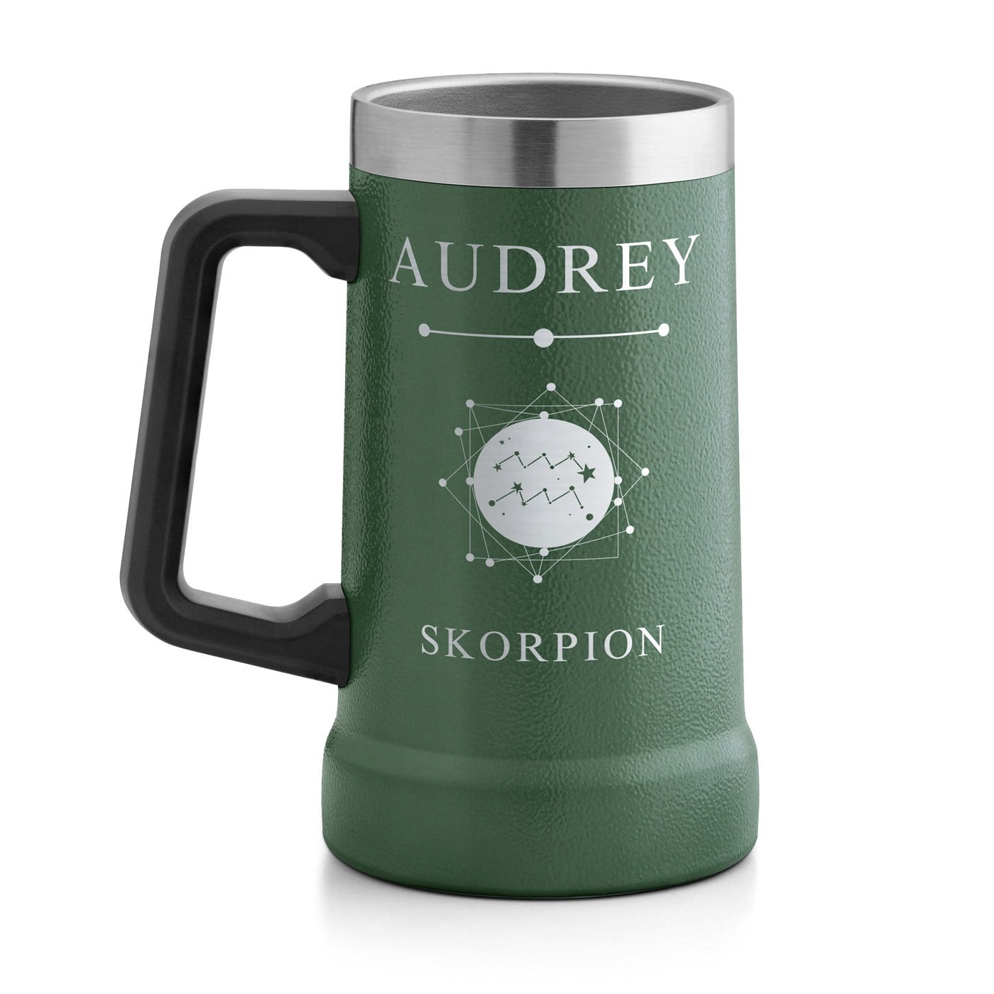 Isolierter Bierkrug aus Edelstahl Grün für sie zum Ehrentag Sternzeichen