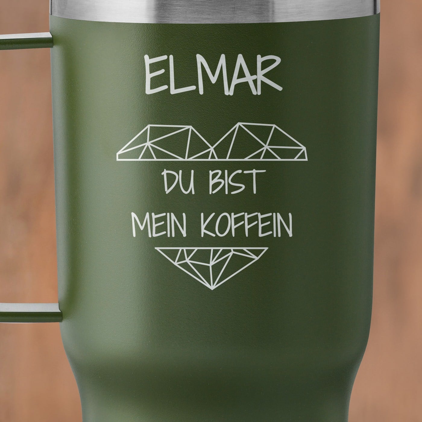 Grüner Isolierbecher mit transparentem Deckel und Gravur für Ihren Freund Ehemann zum Valentinstag Jubiläum Namenstag