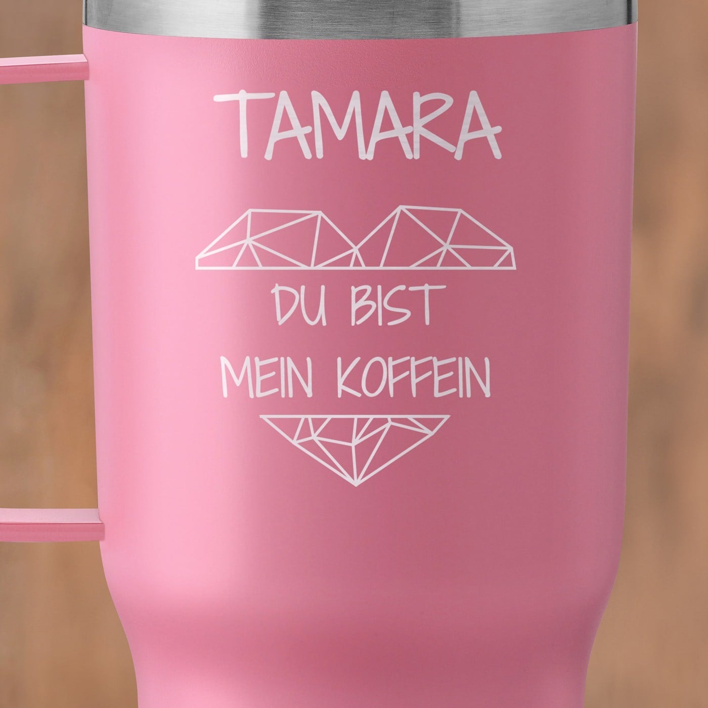Rosa Isolierbecher mit transparentem Deckel und Gravur für Ihre Freundin Ehemann zum Valentinstag