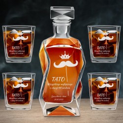 Moderne Whisky Karaffe mit 4 Gläsern und Gravur für Ihren Papa zum 40. Geburtstag