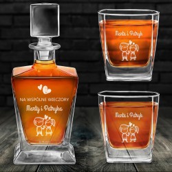 Pyramid Whisky Karaffe mit 2 Gläsern und Gravur zur Hochzeit, Einweihungsparty oder zum Hochzeitsjubiläum
