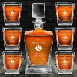 Pyramid Whisky Karaffe mit 6 Gläsern und Gravur zur Hochzeit, Einzugsfeier oder zum Jahrestag
