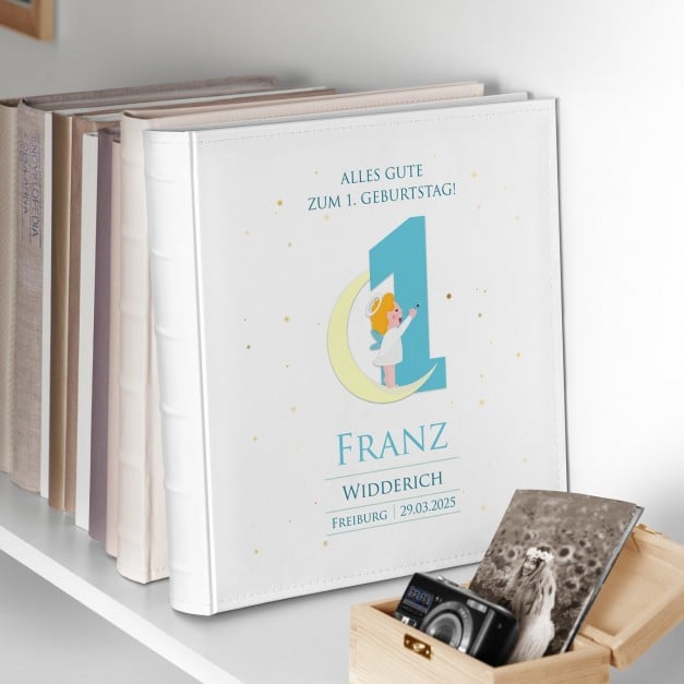 Fotoalbum mit Aufdruck zum Einstecken für einen Jungen zum 1. Geburtstag