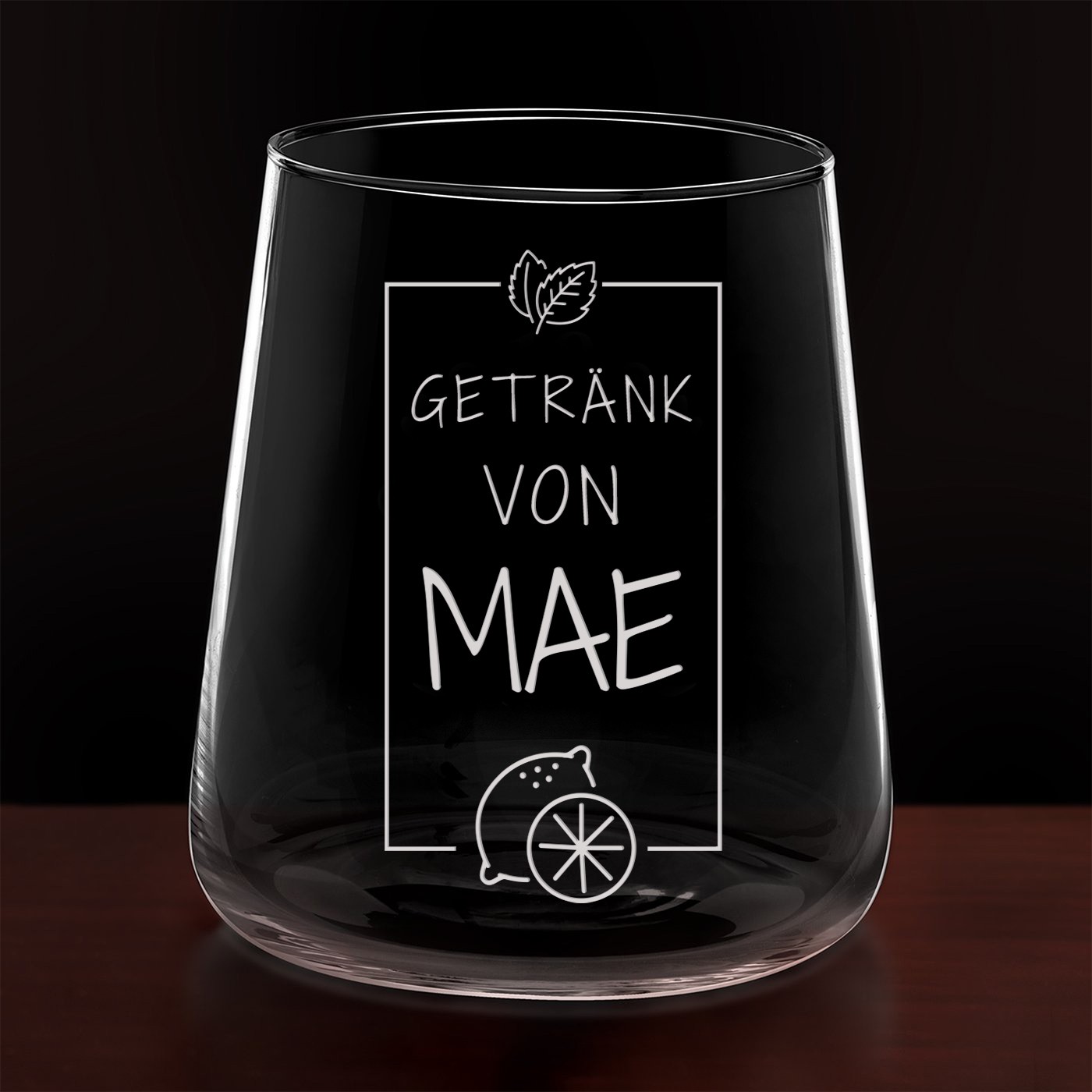 Avant-Garde 6 Weingläser ohne Stiel mit Gravur für sie