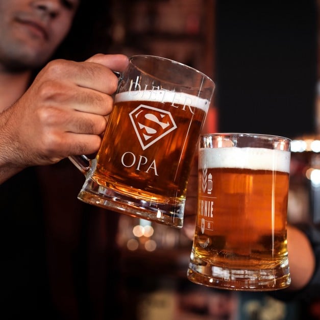 Bierkrug aus Glas mit Gravur für Ihren Opa zum Geburtstag