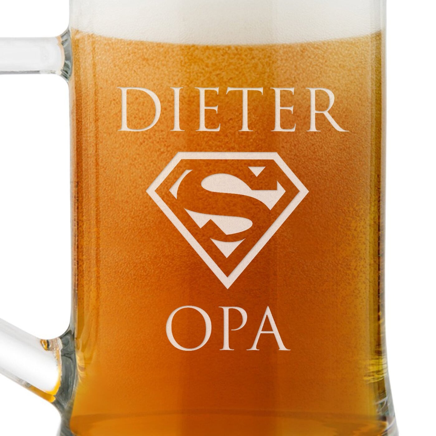 Bierkrug aus Glas mit Gravur für Ihren Opa zum Geburtstag