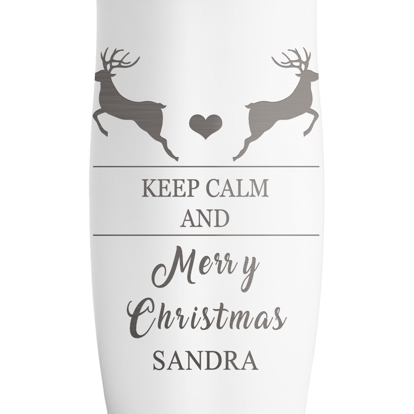 Luftdichter Thermobecher mit Gravur Weiß für sie zum Weihnachtsfest Keep calm