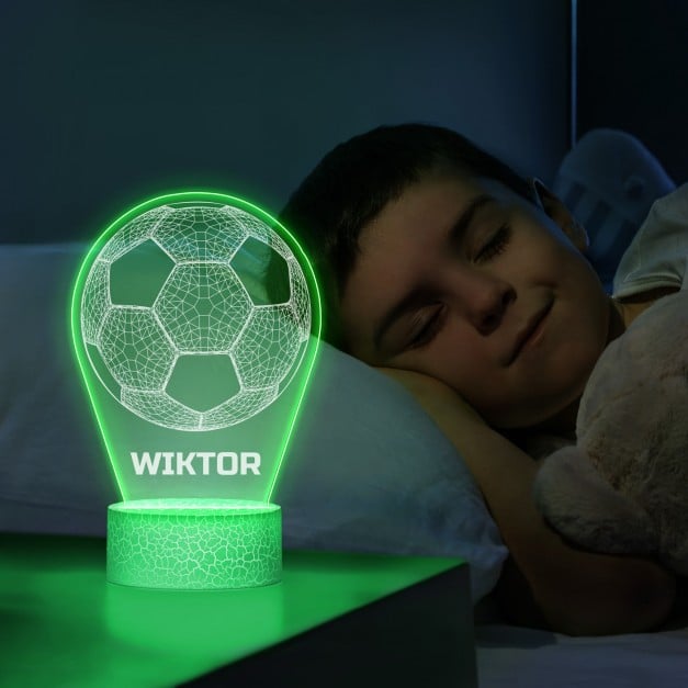 Nachtlicht mit buntem Aufdruck und LED-Sockel Fußball