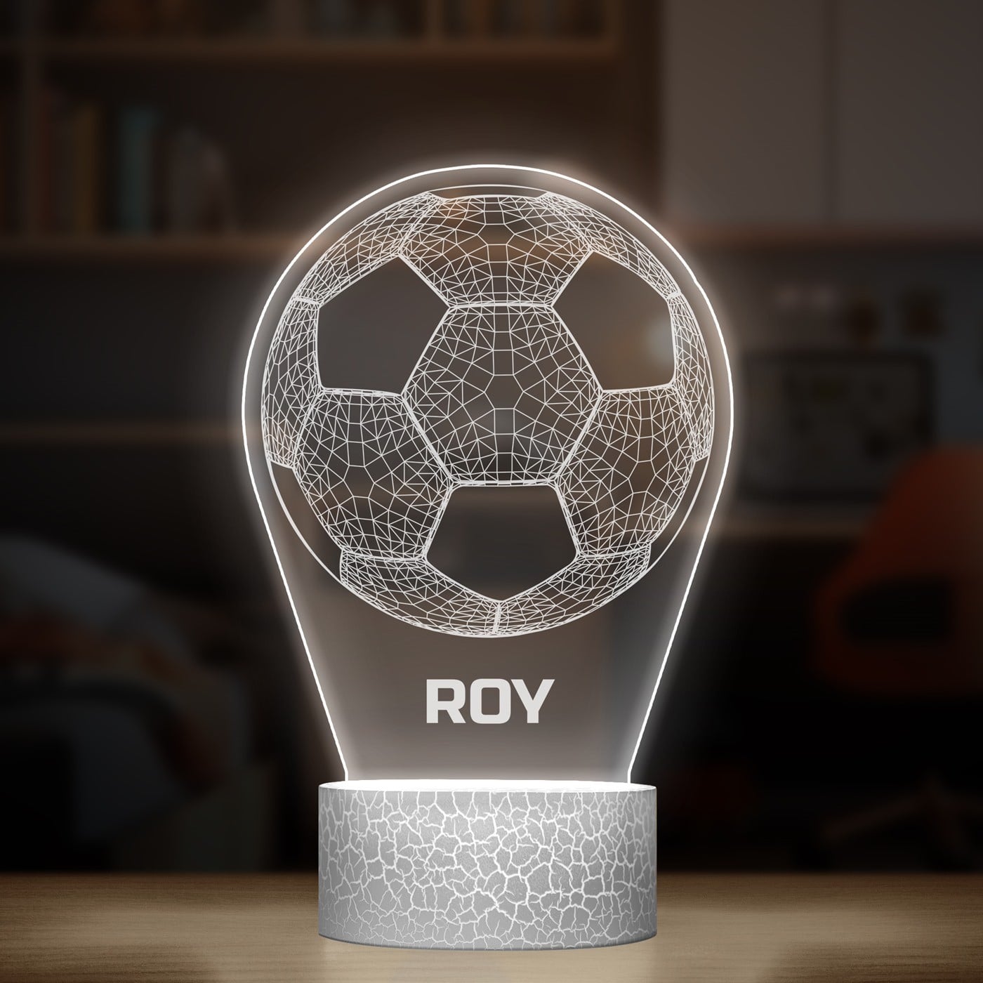 Nachtlicht mit buntem Aufdruck und LED-Sockel Fußball