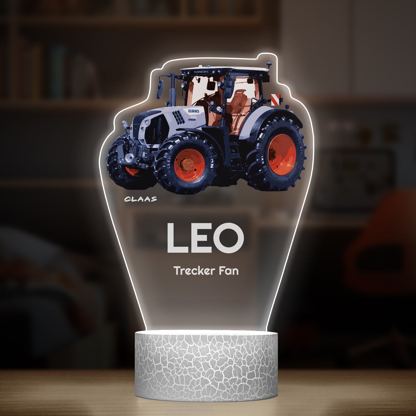 Nachtlicht mit buntem Aufdruck und LED-Sockel für einen Farmer Landwirt Traktorfahrer zum Ehrentag