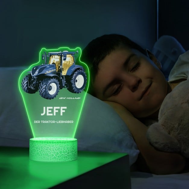 Nachtlicht mit buntem Aufdruck und LED-Sockel für einen Landwirt Traktorliebhaber zum Ehrentag
