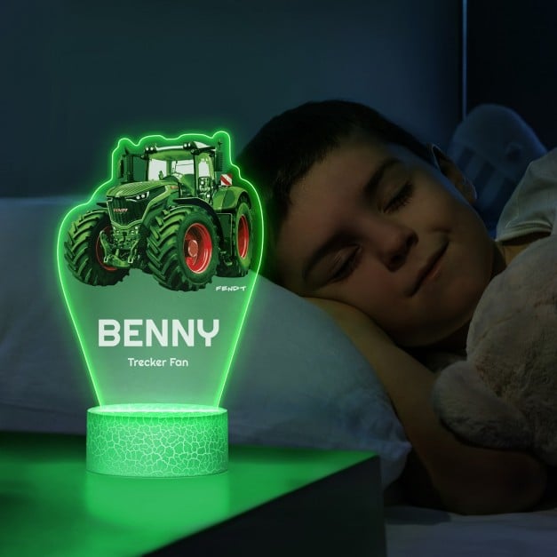 Nachtlicht mit buntem Aufdruck und LED-Sockel für einen Farmer Traktorliebhaber Traktorfan zum Ehrentag