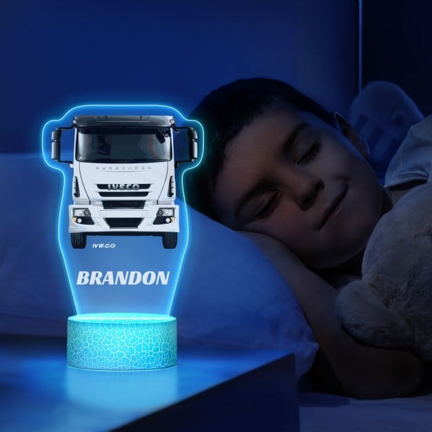 Nachtlicht mit buntem Aufdruck und LED-Sockel für einen Lastwagenliebhaber zum Ehrentag