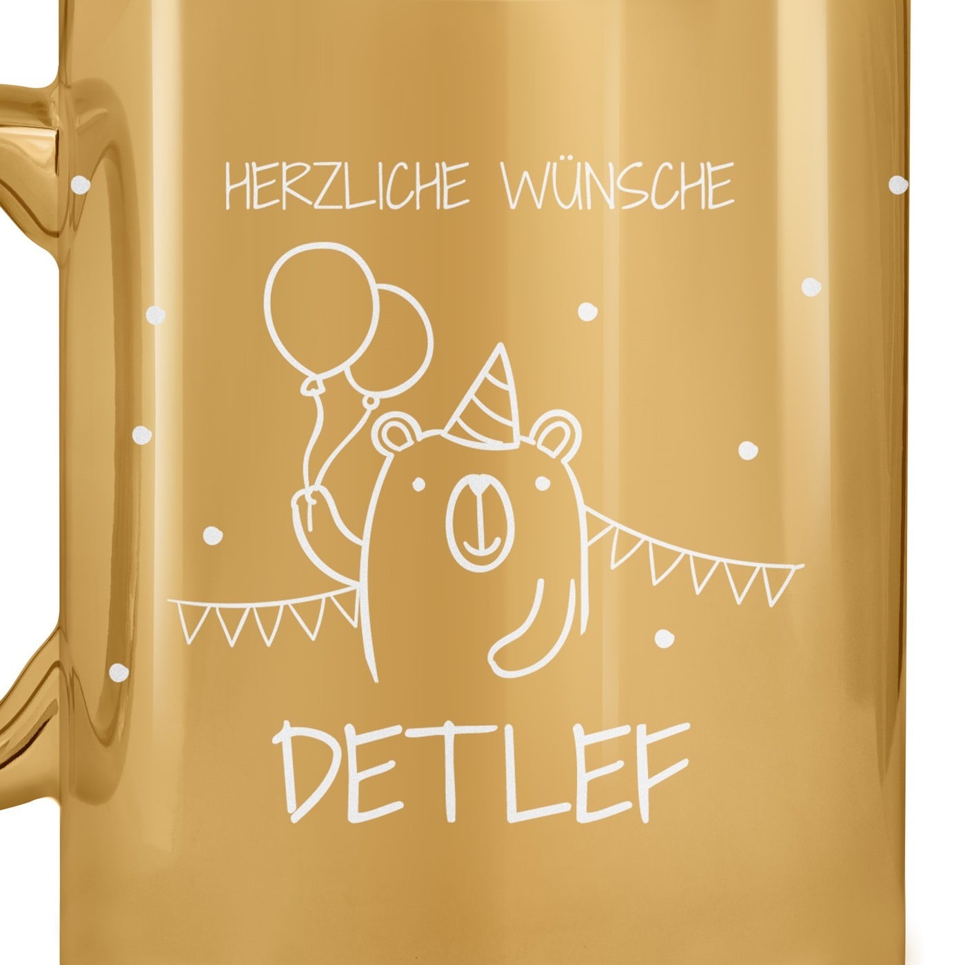 Kaffeebecher mit Gravur Gold/Glänzend für ihn einen Jungen zum Geburtstag Namenstag