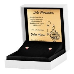 Rosa Engelchen Ohrstecker aus 333er Gold in exklusiver Geschenkbox mit Gravur