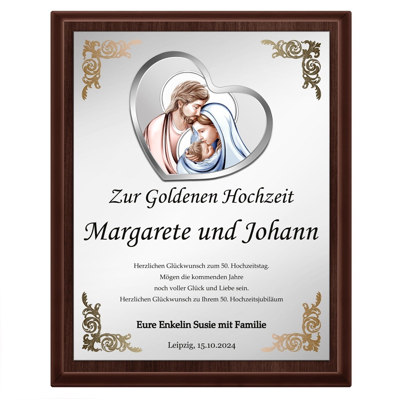 Personalisierte Holztafel mit Aufdruck für Ihre Eltern zum 50. Hochzeitsjubiläum