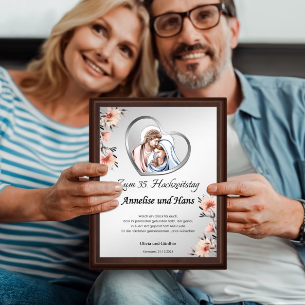 Personalisierte Holztafel mit Aufdruck für Ihre Eltern zum 35. Hochzeitstag