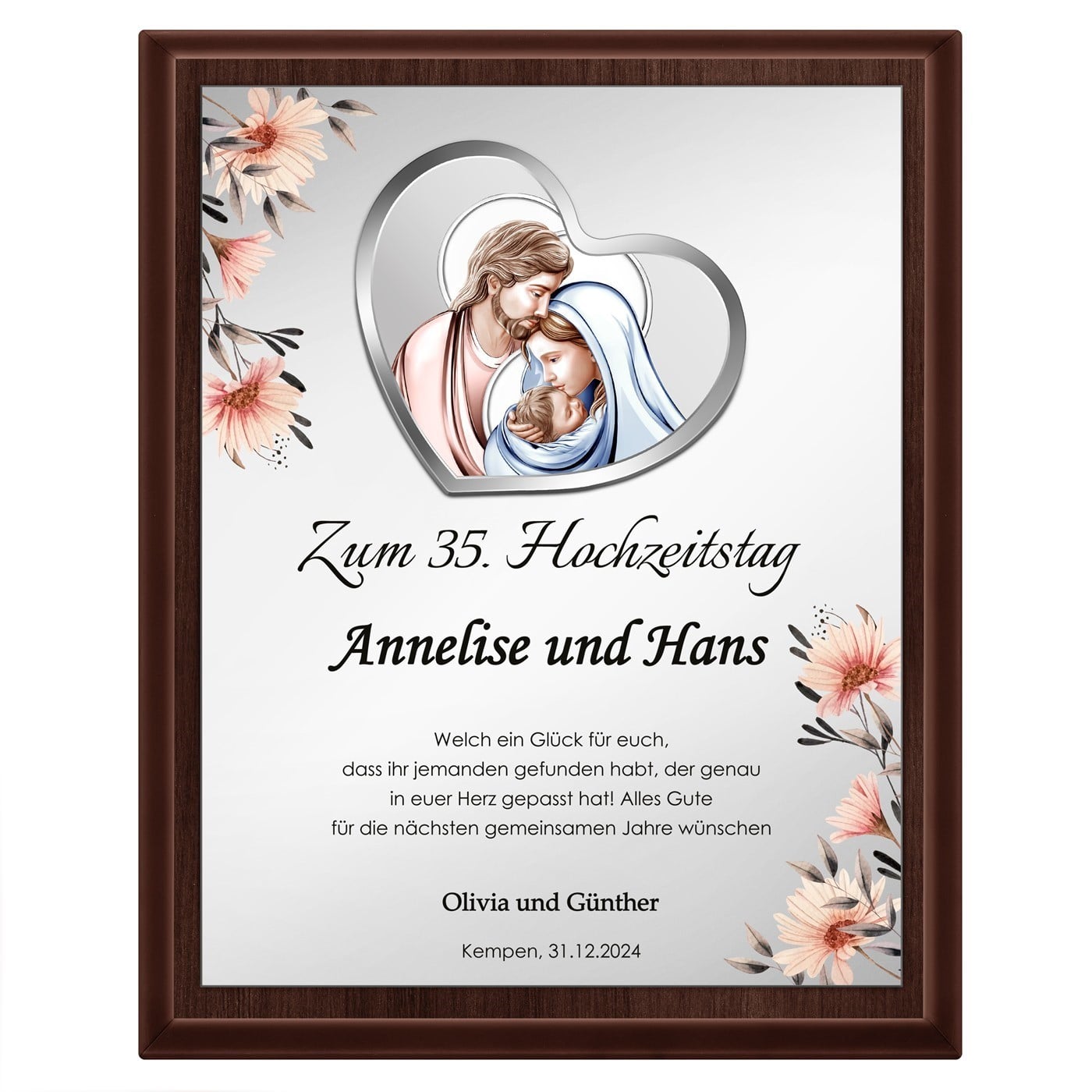 Personalisierte Holztafel mit Aufdruck für Ihre Eltern zum 35. Hochzeitstag